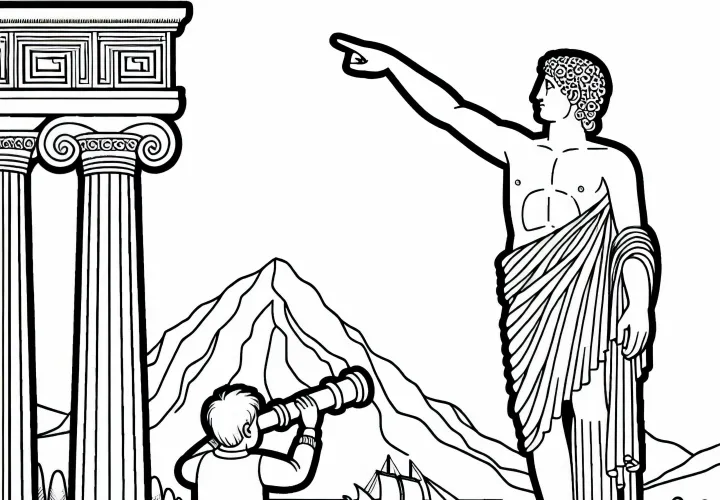 Колосс Родосский раскраска Чудо света бесплатно