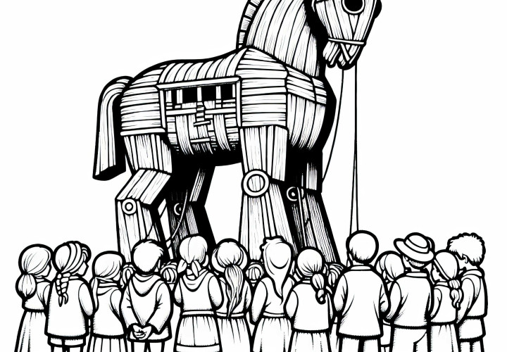 Cavalo de Tróia da Odisséia de Odisseu - Desenho para colorir gratuito