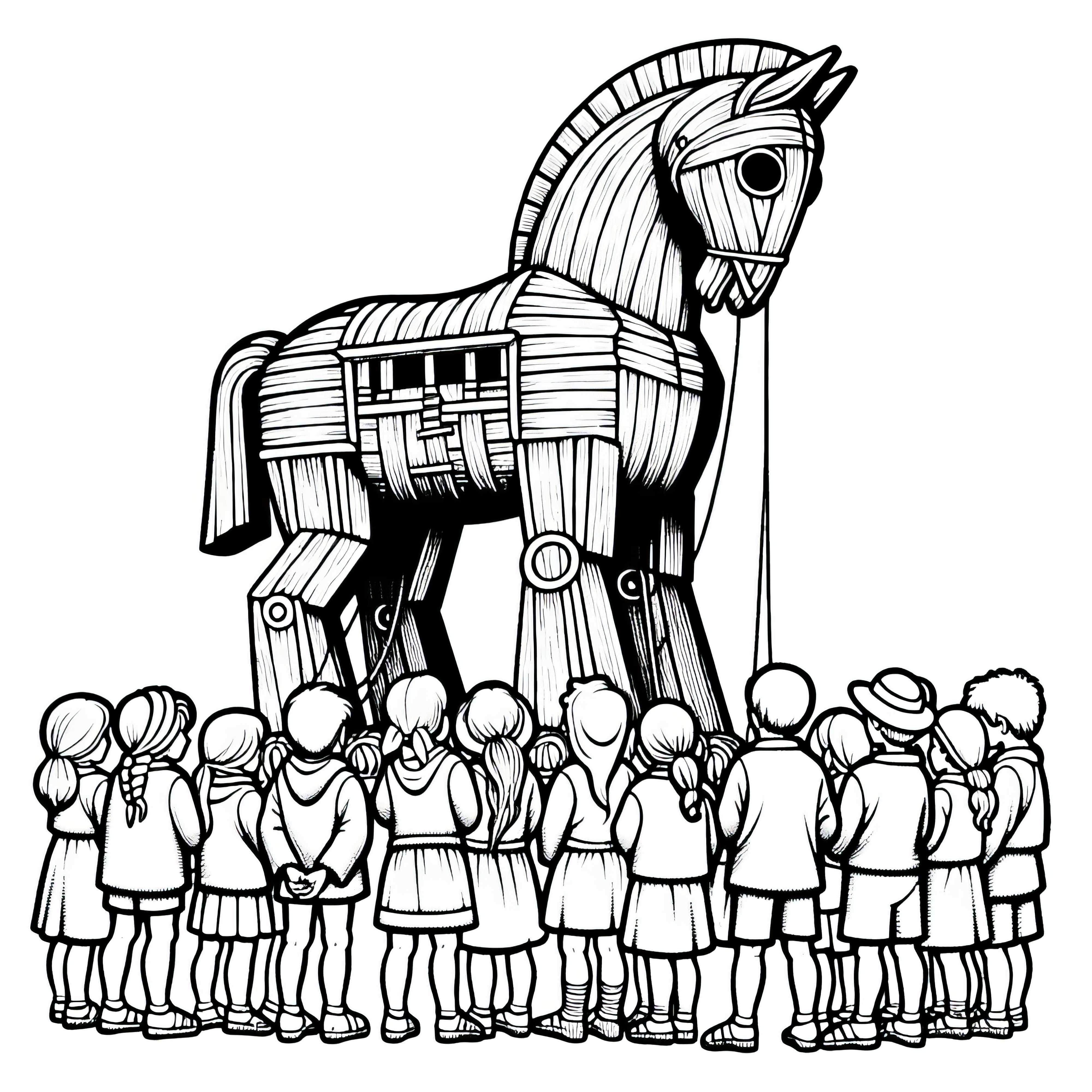 Cavalo de Tróia da Odisseia de Odisseu - Desenho para colorir gratuito Cavalo de Troia da Odisseia de Ulisses - Imagem para colorir gratuita