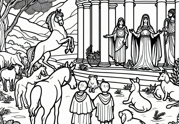 Kirke e os animais da Odisseia – Baixe o desenho para colorir gratuitamente