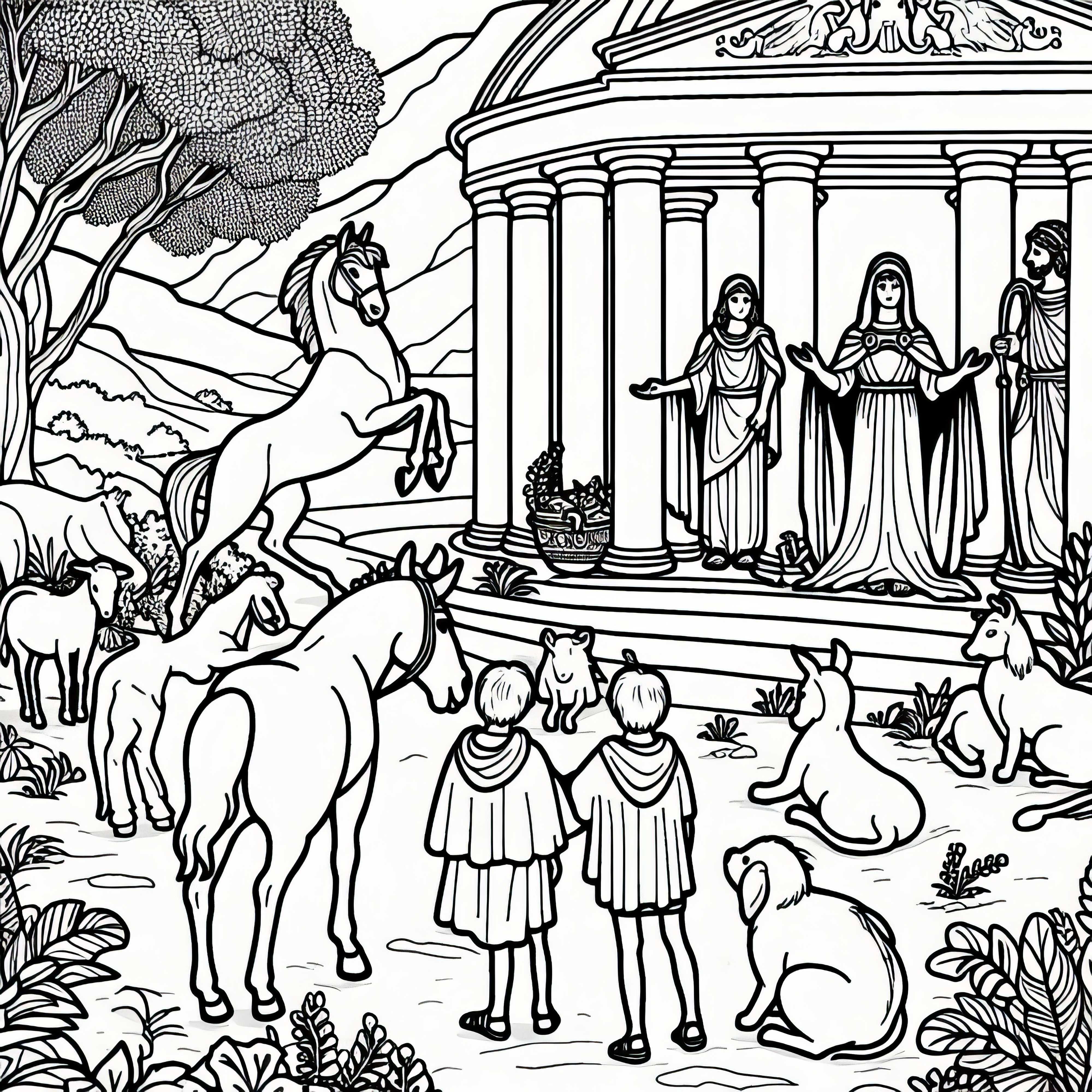 Kirke e os animais da Odisséia – Baixe gratuitamente o desenho para colorir