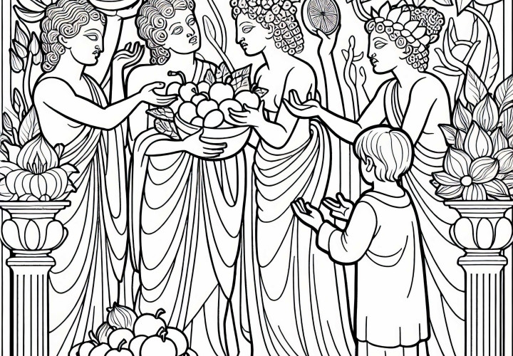 Lotóficos Colheita de Frutas – Desenho para Colorir da Odisséia de Homero