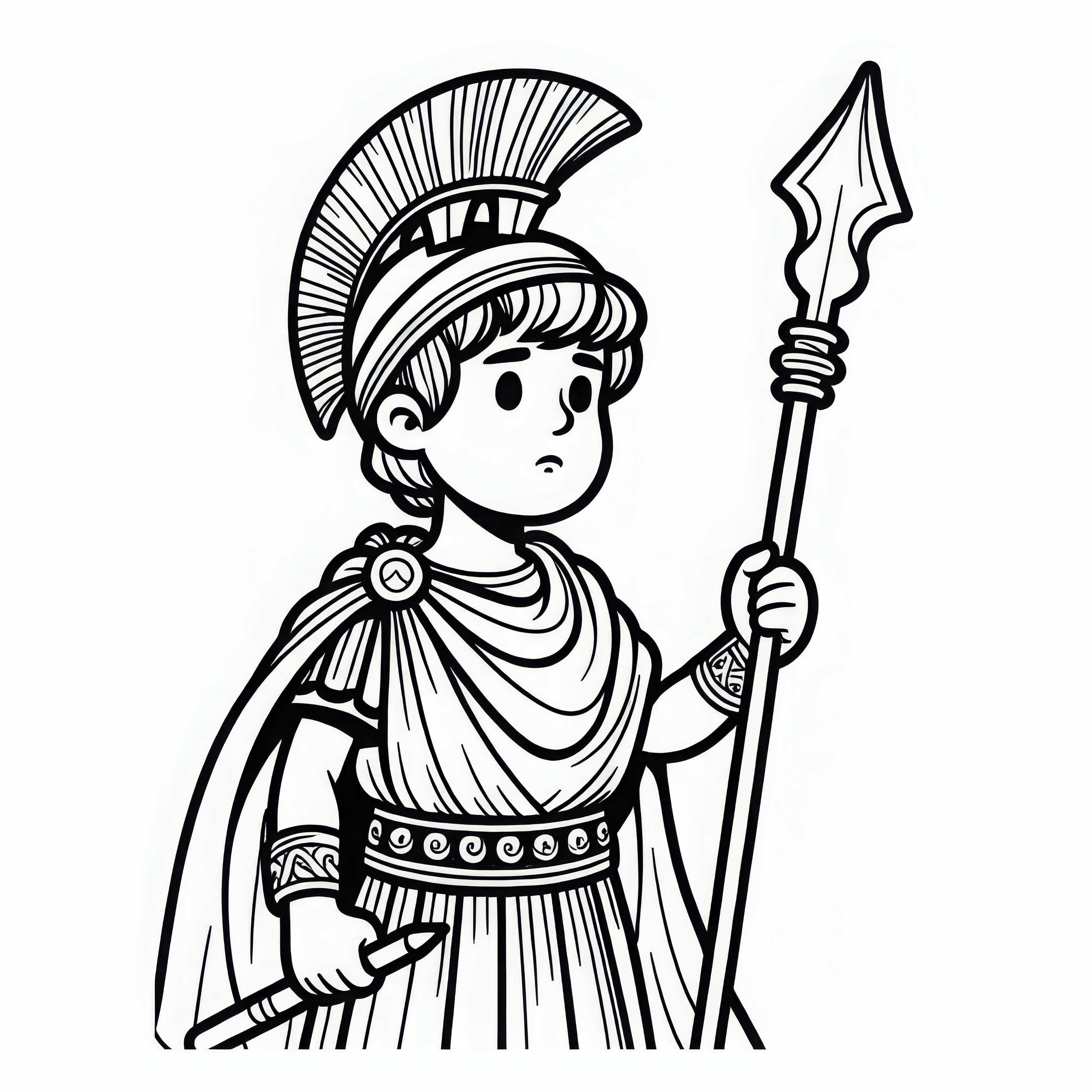 Young Roman with Spear – Coloring Page for Roman Mythology Free Young Roman with Spear - Coloring Page on Roman Mythology for Free