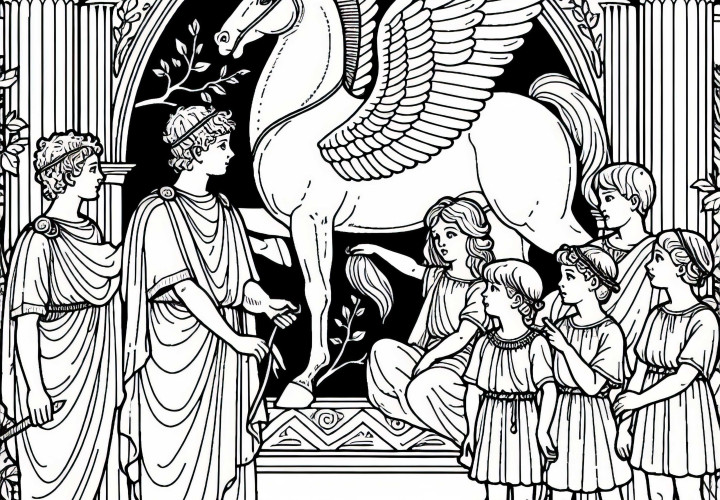 Pegasus Coloring Page Roman Mythology Free