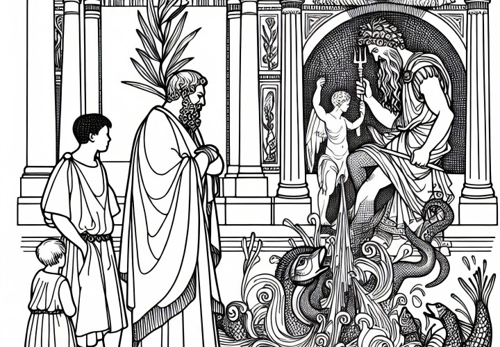 Coloring page of Neptune from Roman mythology - Download for free