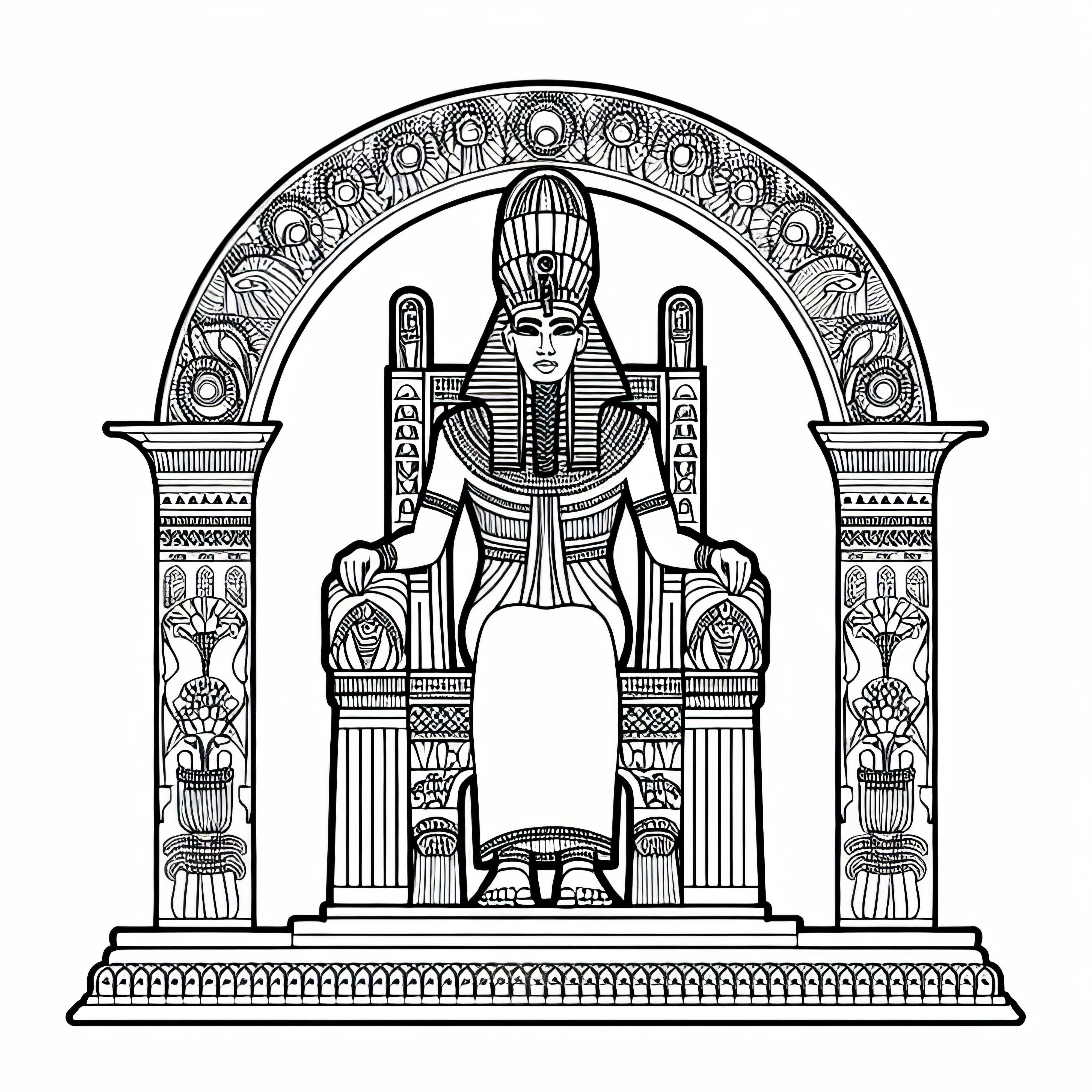 Osiris pe tronul său în lumea de dincolo – Desen de colorat mitologia egipteană gratuit