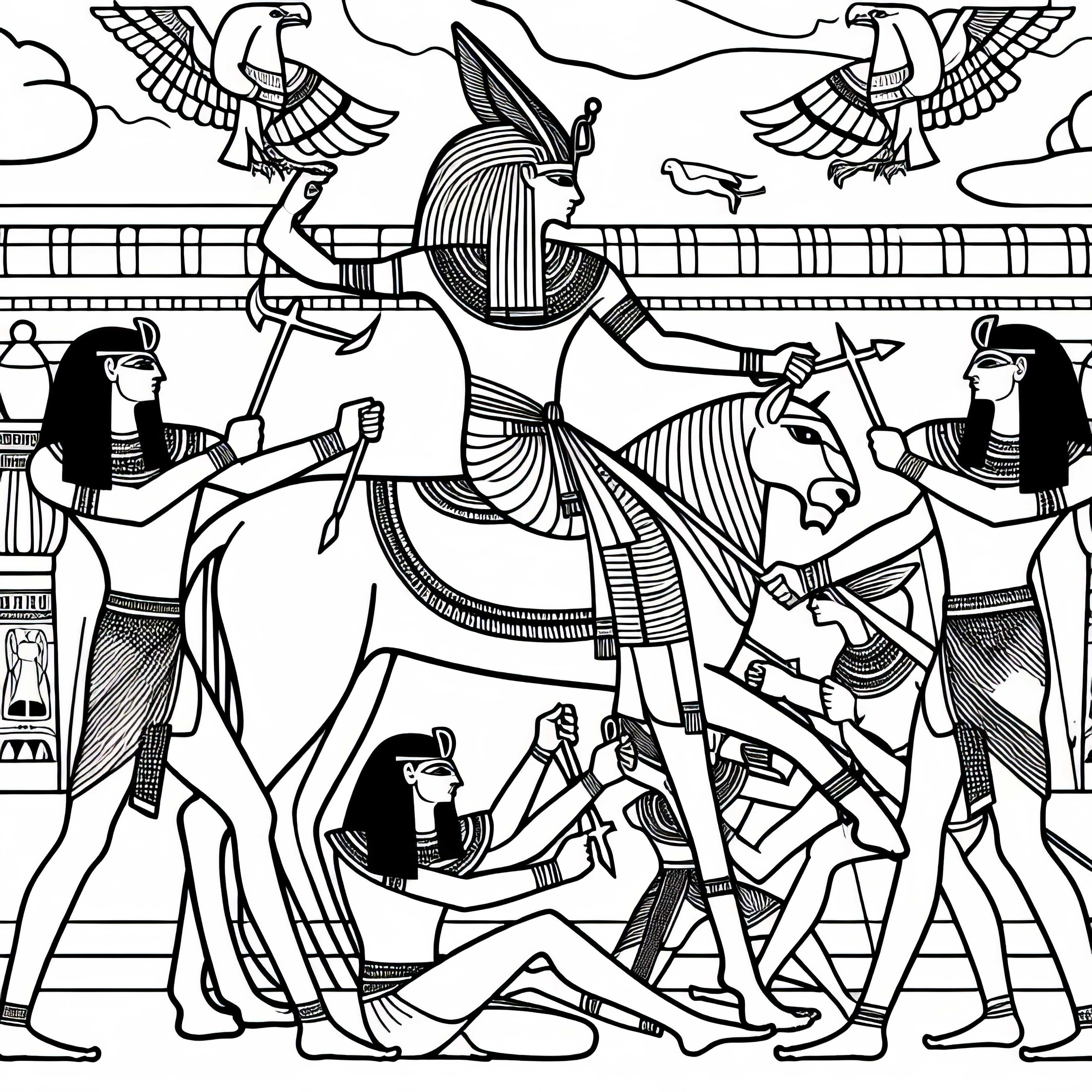 Seth în lupta împotriva lui Horus – Planșă de colorat mitologie egipteană gratuită Seth în lupta împotriva lui Horus – Planșă de colorat mitologie egipteană gratuită
