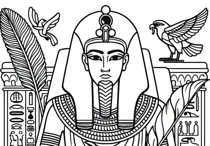 Thoth, visdommens gud med skrivestift og papyrus – Malebok til egyptisk mytologi