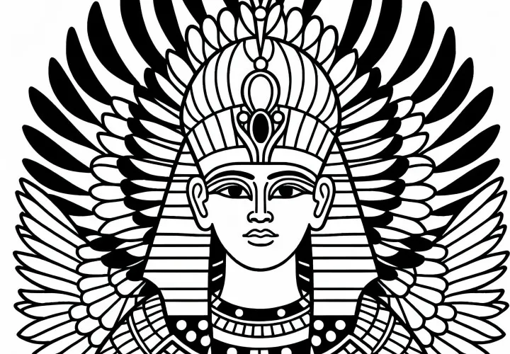 Amun med fjærkrone – Malebilde egyptisk mytologi gratis