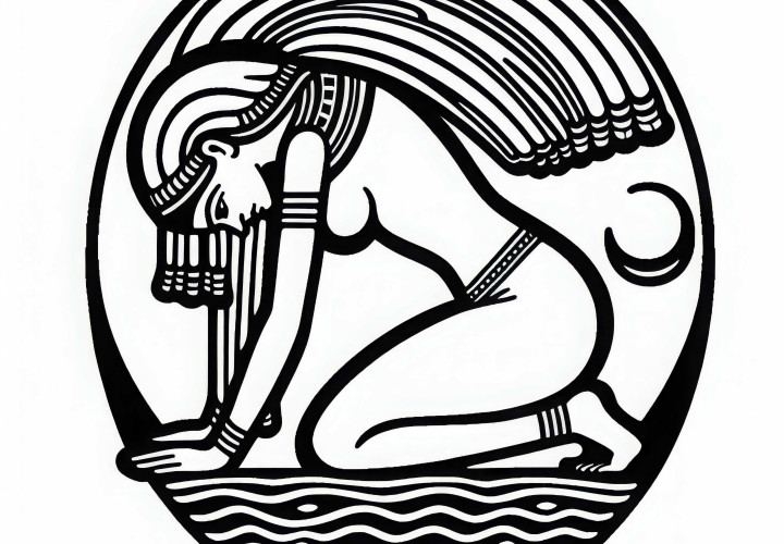 Doar zeița cerului - Desen de colorat din mitologia egipteană gratuit