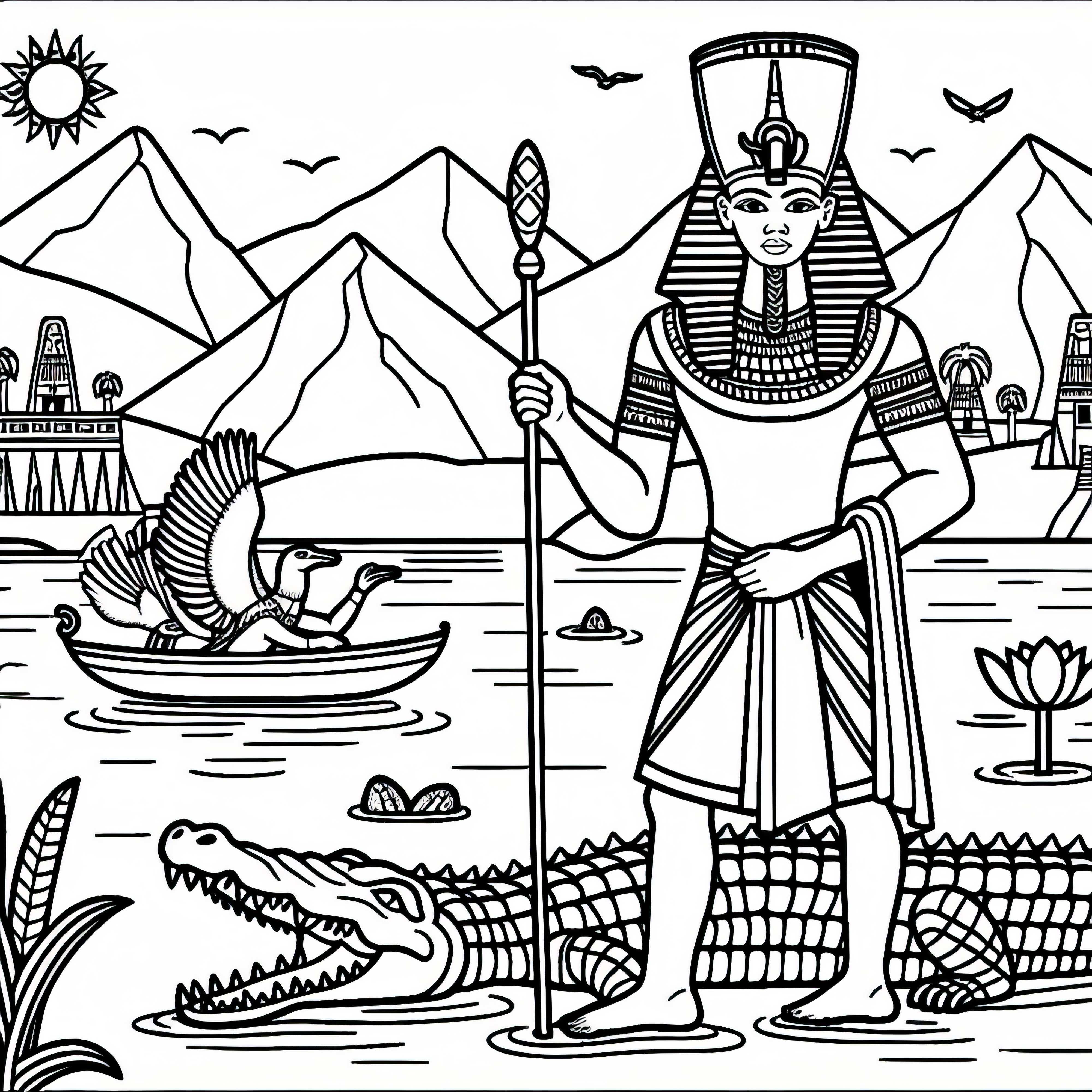 Sobek, zeul crocodil de pe malul Nilului - Imagine de colorat mitologie egipteană gratuit Sobek, zeul crocodil de pe malul Nilului - imagine de colorat mitologia egipteană gratuit