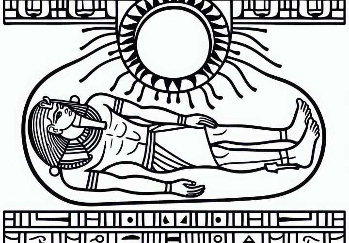 Dă-i Dumnezeului Pământ: Model de colorat pentru mitologia egipteană gratuit