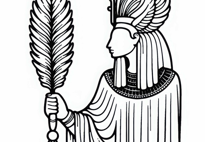 Maat, zeitatea justiției - foaie de colorat despre mitologia egipteană gratuită
