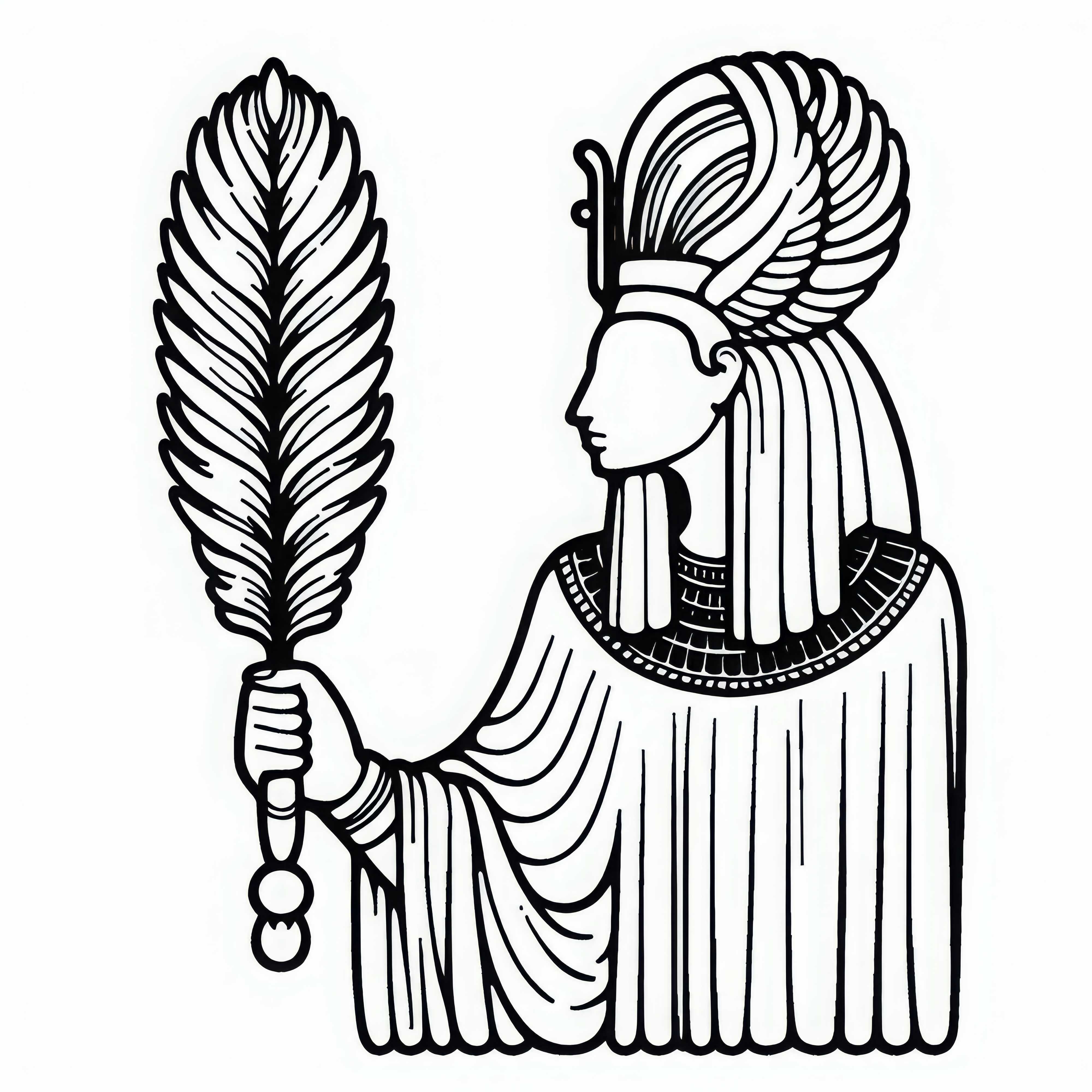 Maat, zeitatea justiției - fise de colorat din mitologia egipteană gratuit