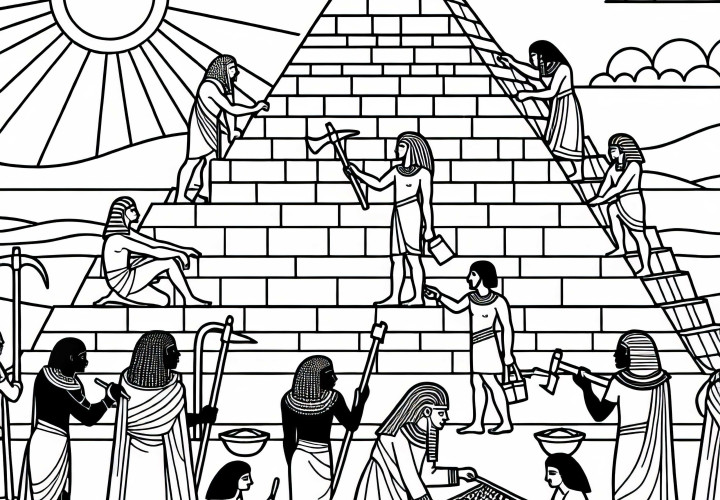 Construirea unei piramide: Culoare de desen pentru mitologia egipteană