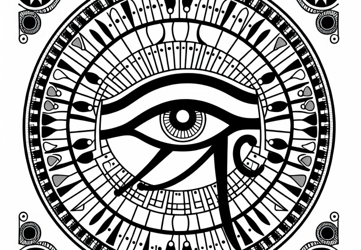 Ochiul Soarelui lui Ra: Imaginea de colorat pentru paznicul lumii din mitologia egipteană