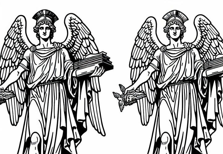 Hermès avec casque ailé et sandales, le messager – coloriage mythologie grecque gratuit