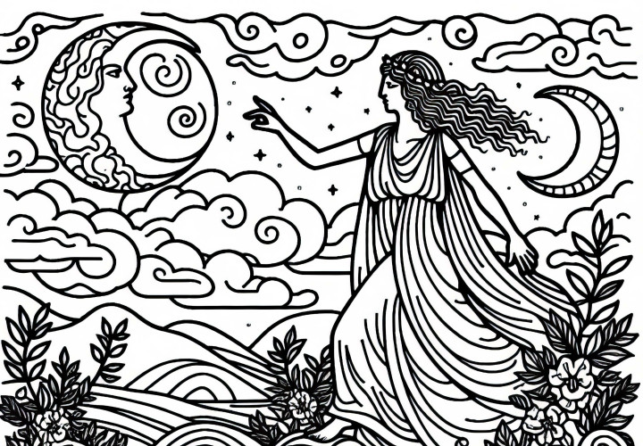 Persephone: Die Zwischen Unterwelt und Erde Wandert – Malvorlage zur Griechischen Mythologie