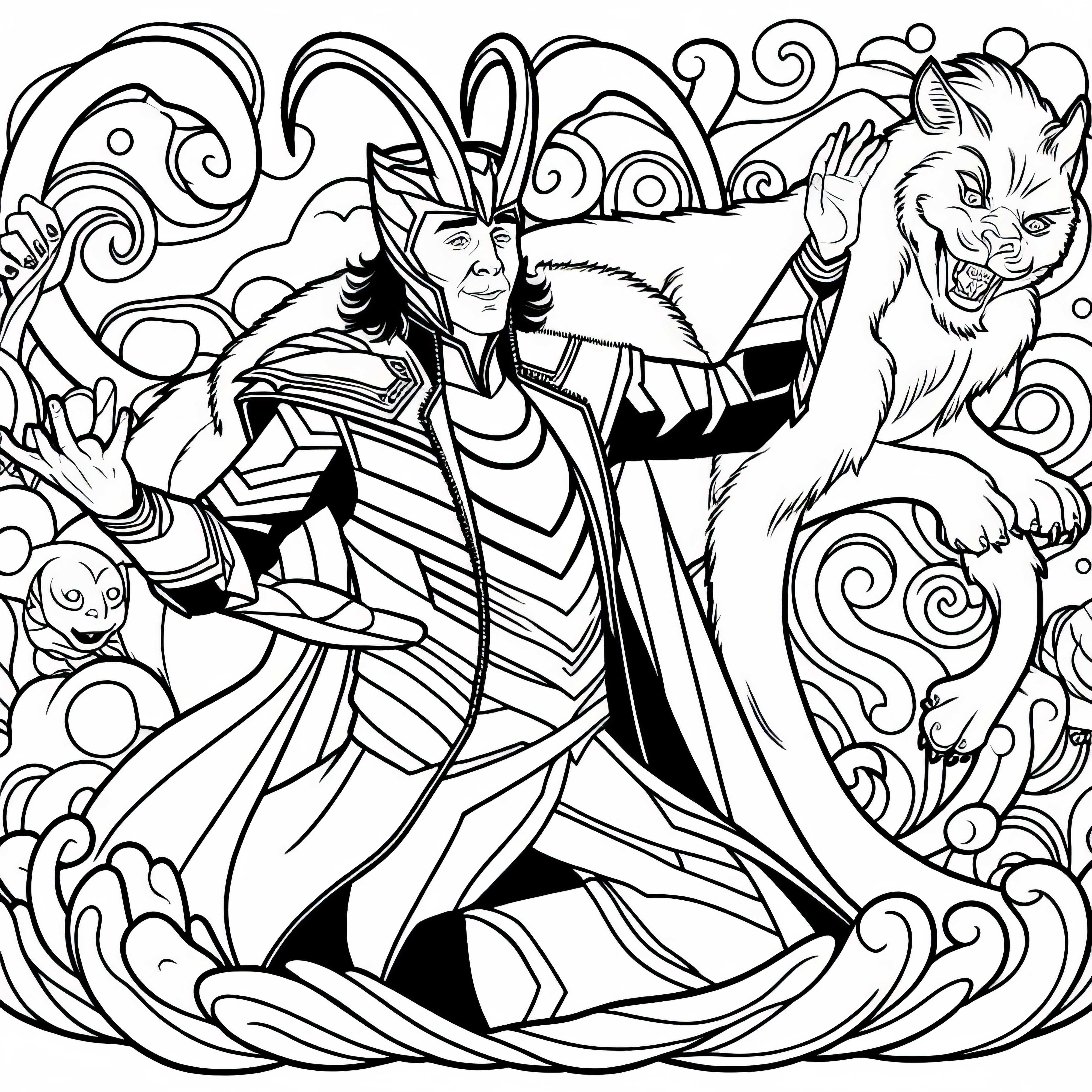 Dibujo para colorear gratuito de Loki de la mitología nórdica Dibujo para colorear gratuito de Loki de la mitología nórdica