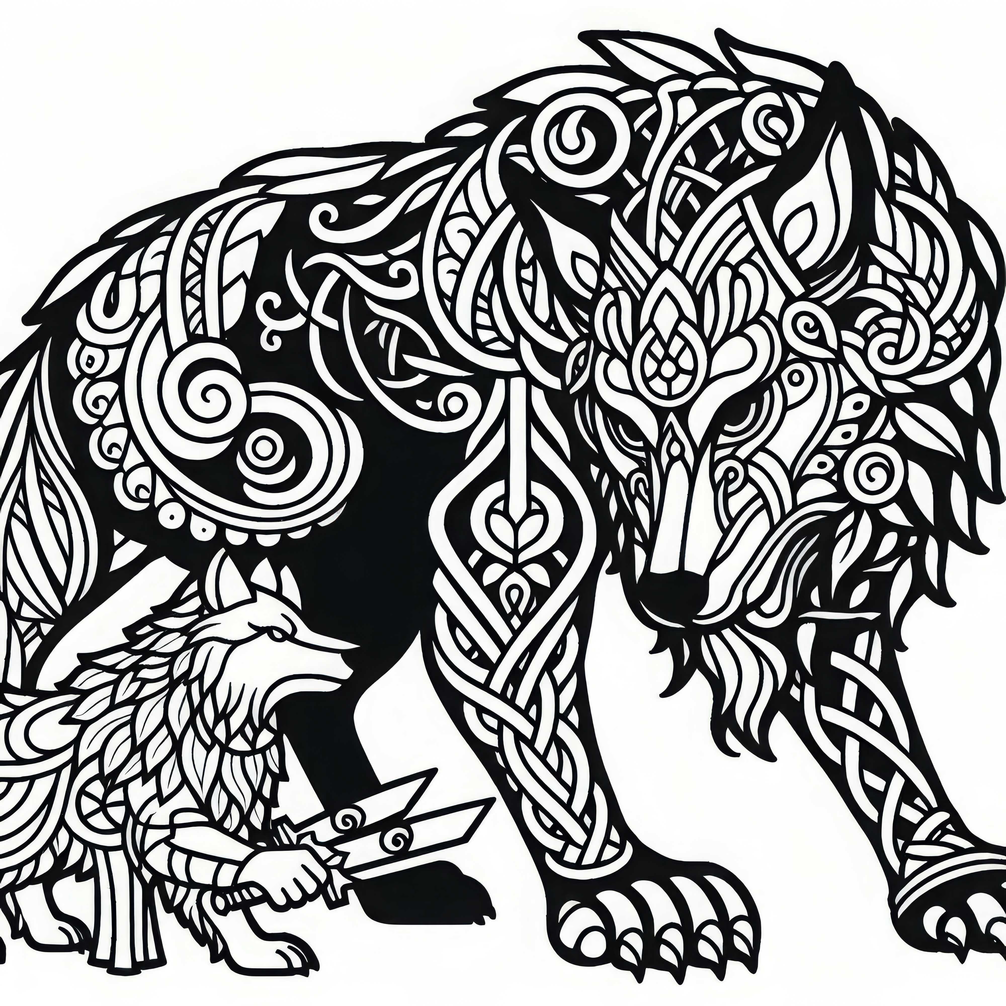 Fenrir - El enorme lobo como plantilla para colorear de la mitología nórdica gratis Fenrir – El enorme lobo como plantilla para colorear de la mitología nórdica gratis