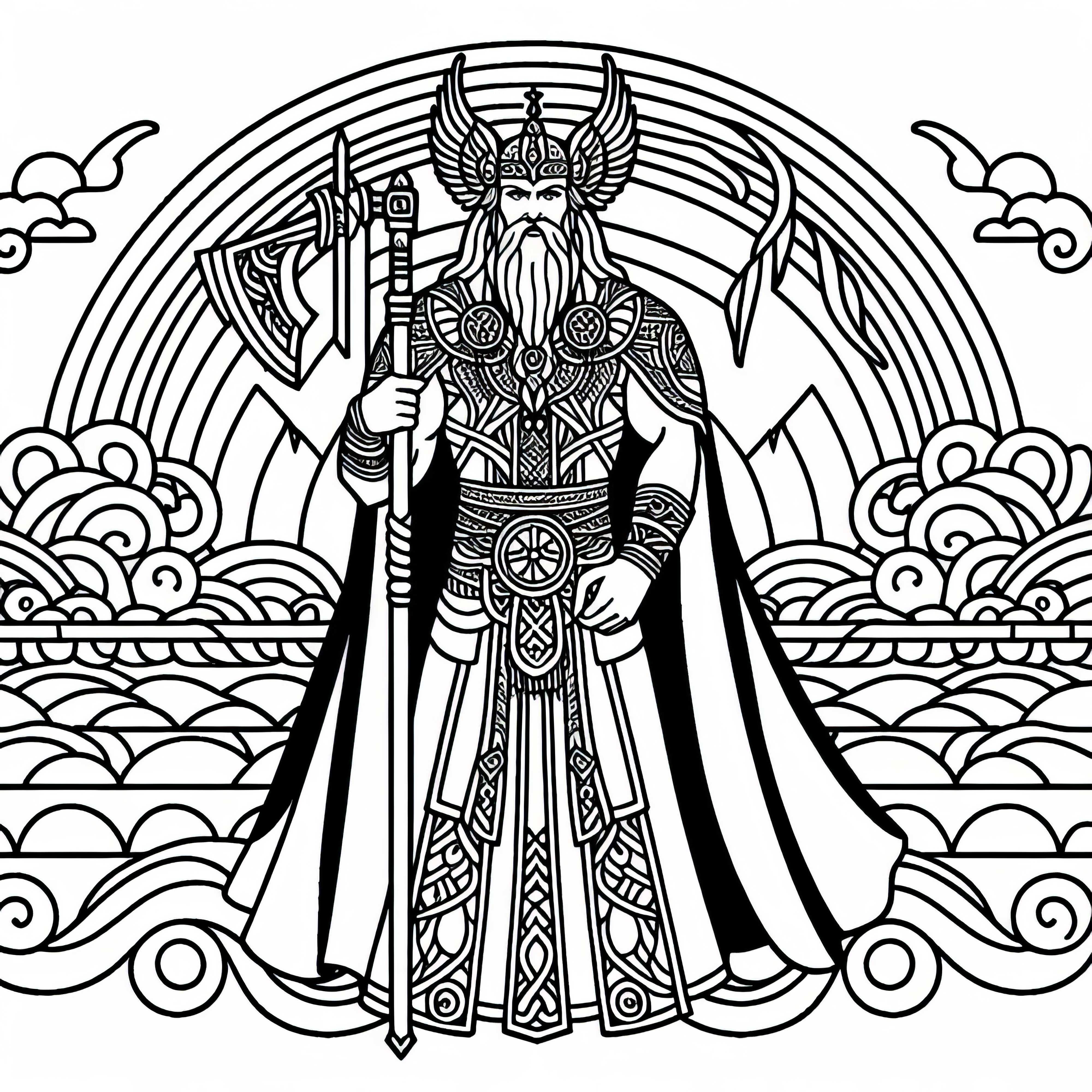 Heimdall – El guardián del puente arcoíris Bifröst – Plantilla para colorear de la mitología nórdica gratuita Heimdall – El guardián del puente arcoíris Bifröst – Plantilla para colorear de la mitología nórdica gratuita