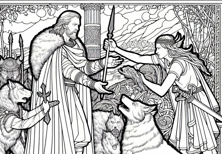 Plantilla de dibujo gratuita sobre la mitología nórdica