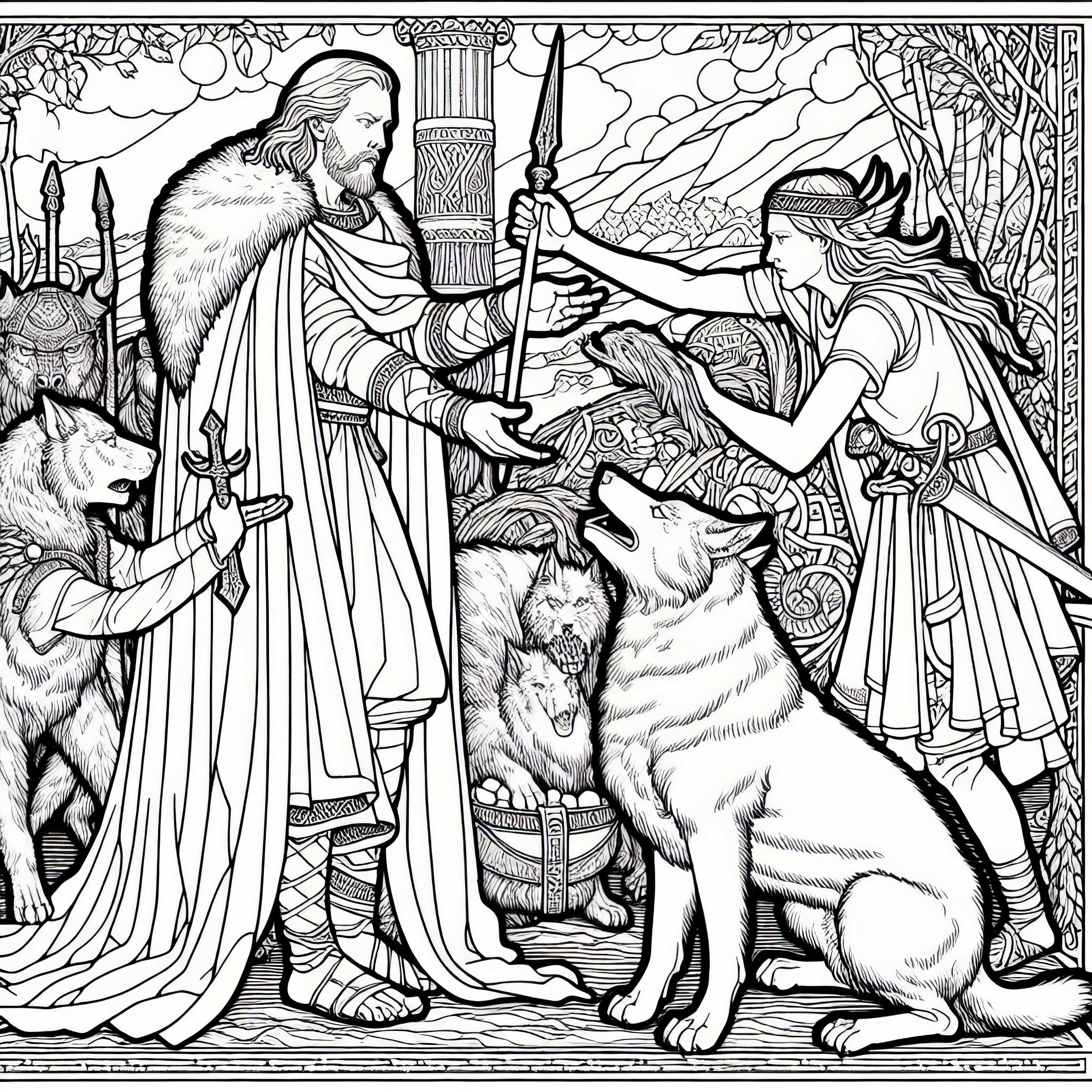 Plantilla de colorear gratuita sobre la mitología nórdica