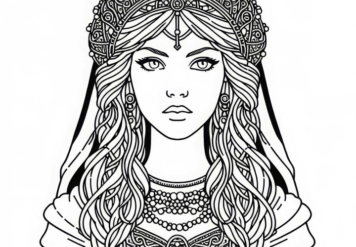Sif - Diosa de la fertilidad como dibujo para colorear de la mitología nórdica