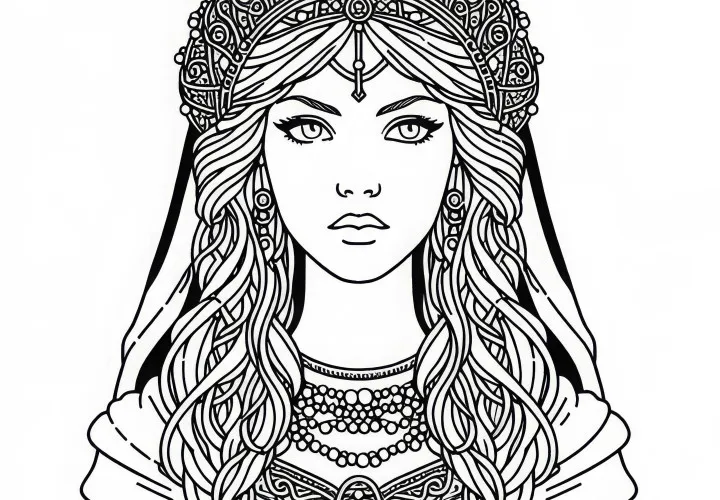 Сифт – богиня плодородия в виде раскраски северной мифологии