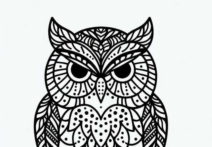 Pelėda kaip spalvinimo paveikslėlis - paukštis nemokamai atsisiųsti