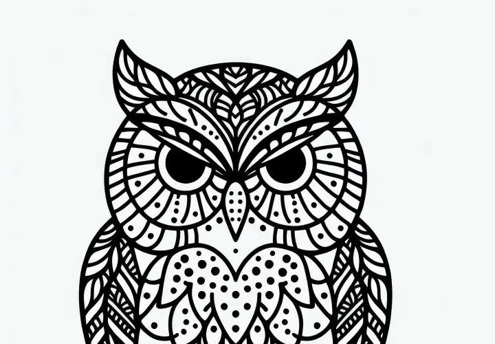 Sova ako omalovánka – vták na stiahnutie zadarmo