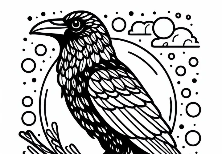 Raven predloha na maľovanie zadarmo