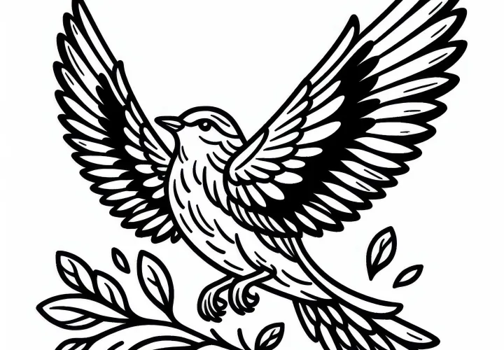 Vták roztiahne svoje krídla – Maľovanka zadarmo