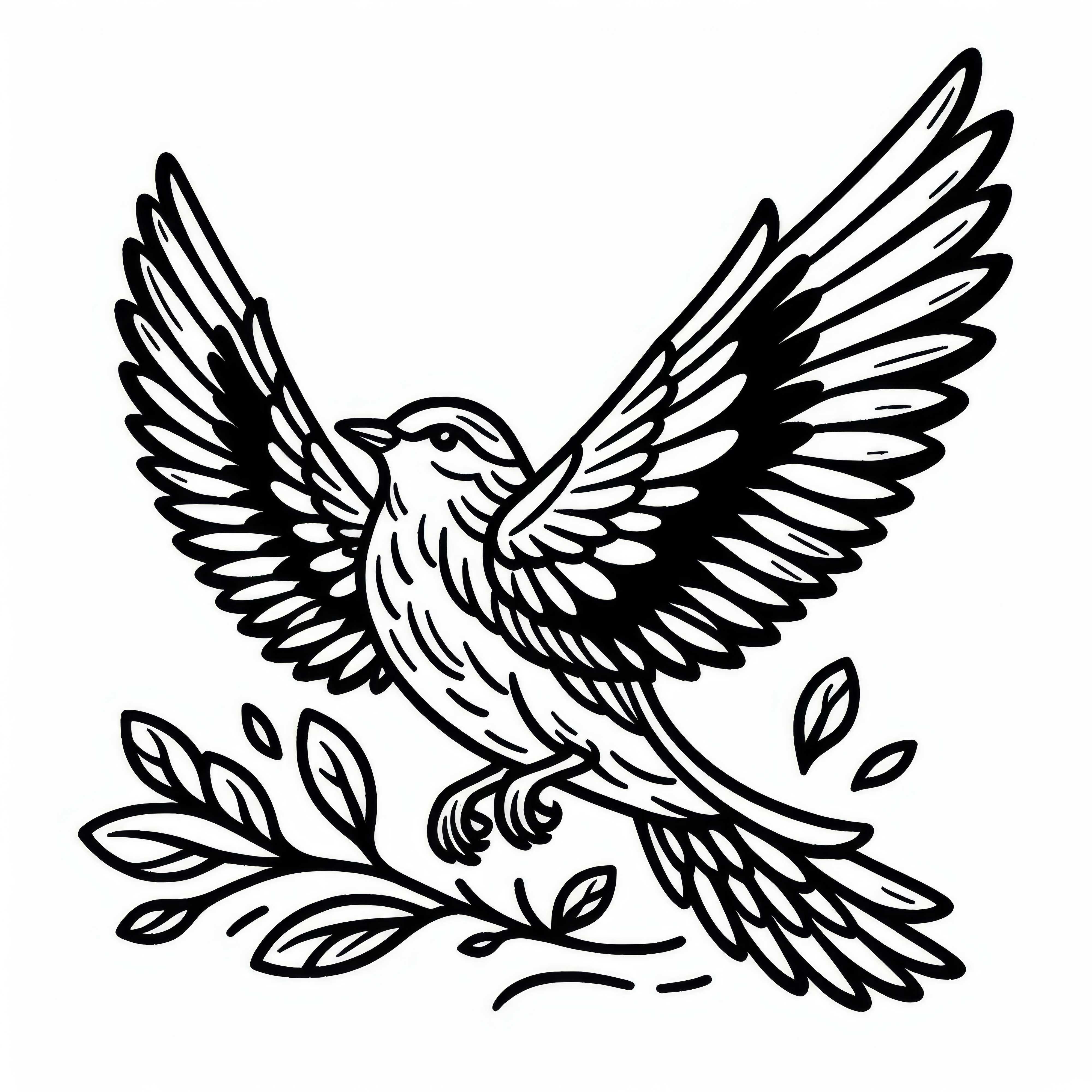 Paukštis išskleidžia savo sparnus – nemokamas spalvinimo paveikslėlis Paukštis išskleidžia savo sparnus – nemokama spalvinimo knygelė