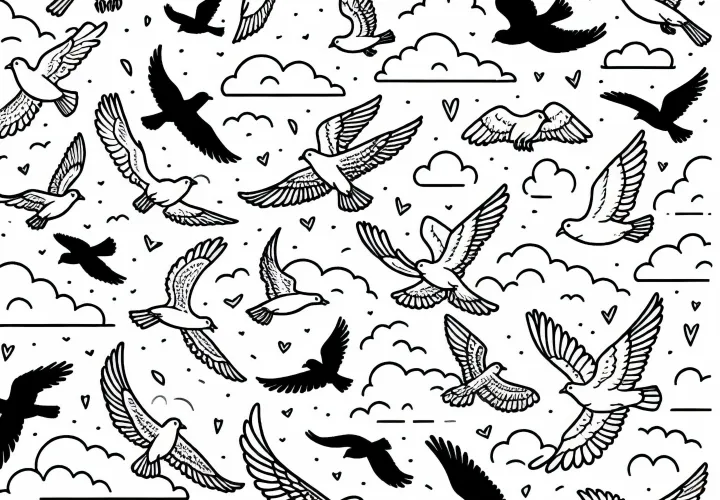 VTak sú vtáky lietajúce na oblohe – svojpomocný obrázok zdarma