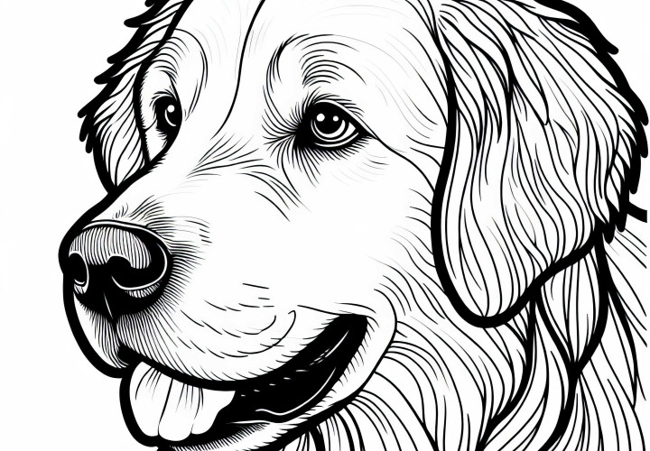 Desenho para Colorir de Golden Retriever - Cão para Baixar Grátis
