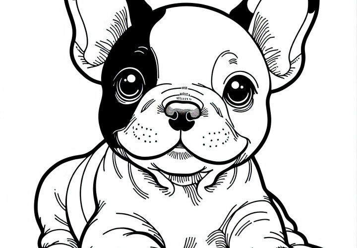 Desenho para Colorir de Bulldog Francês - Download Gratuito