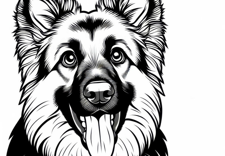 Imagem para colorir de Pastor Alemão – Imagem de cachorro gratuita para colorir