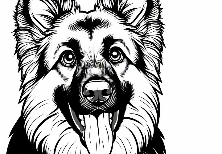 Nemecký ovčiak omalovánka – Bezplatný obrázok psa na vymaľovanie