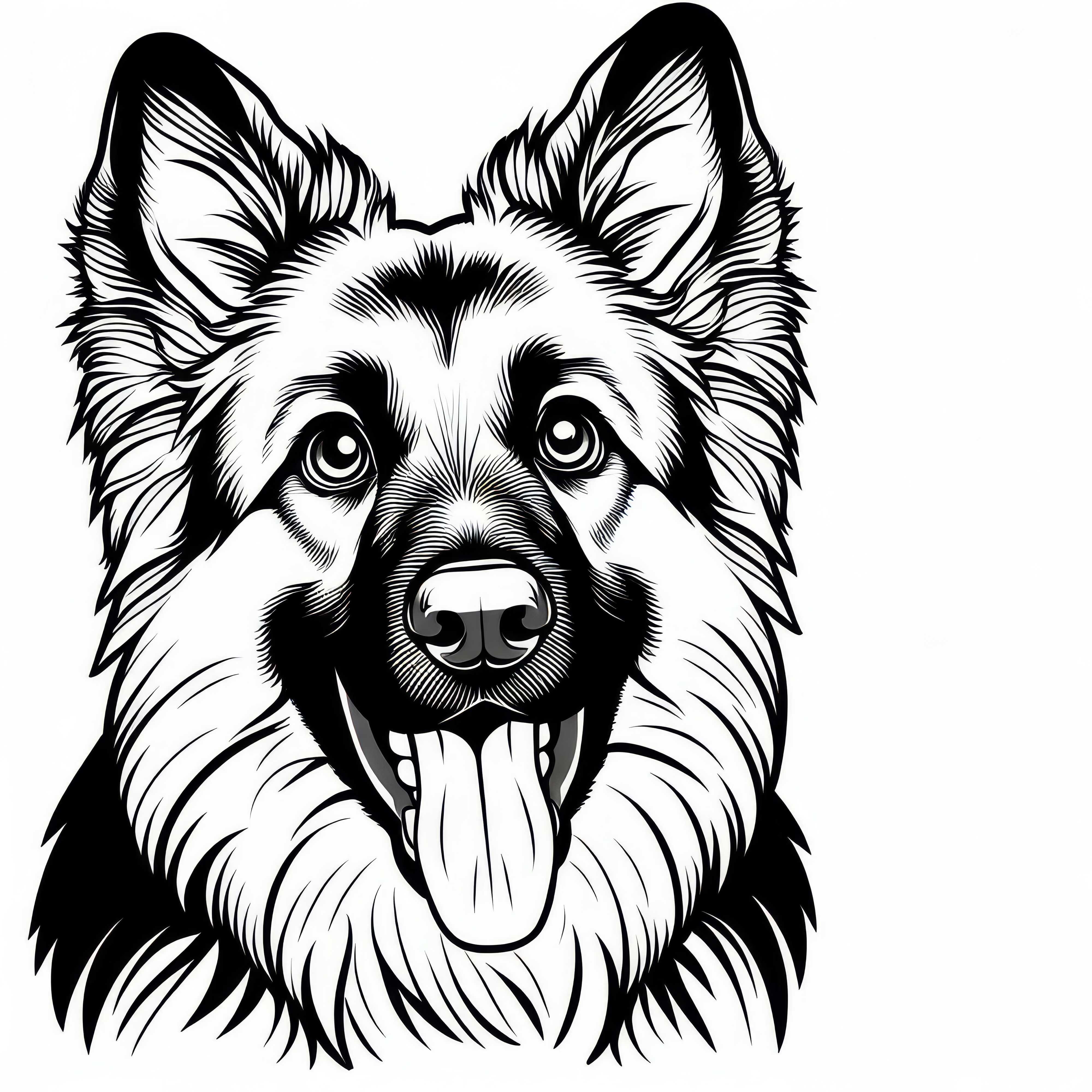 Cão Pastor Alemão Imagem para Colorir – Imagem de Cão Gratuita para Colorir