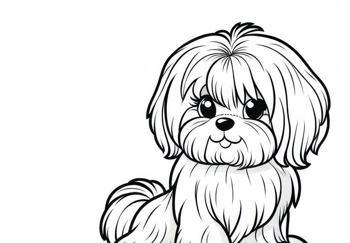 Desenho para colorir de Maltês para cães - Download gratuito