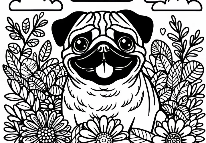 Bezplatná maľovanka pre psov - Mops