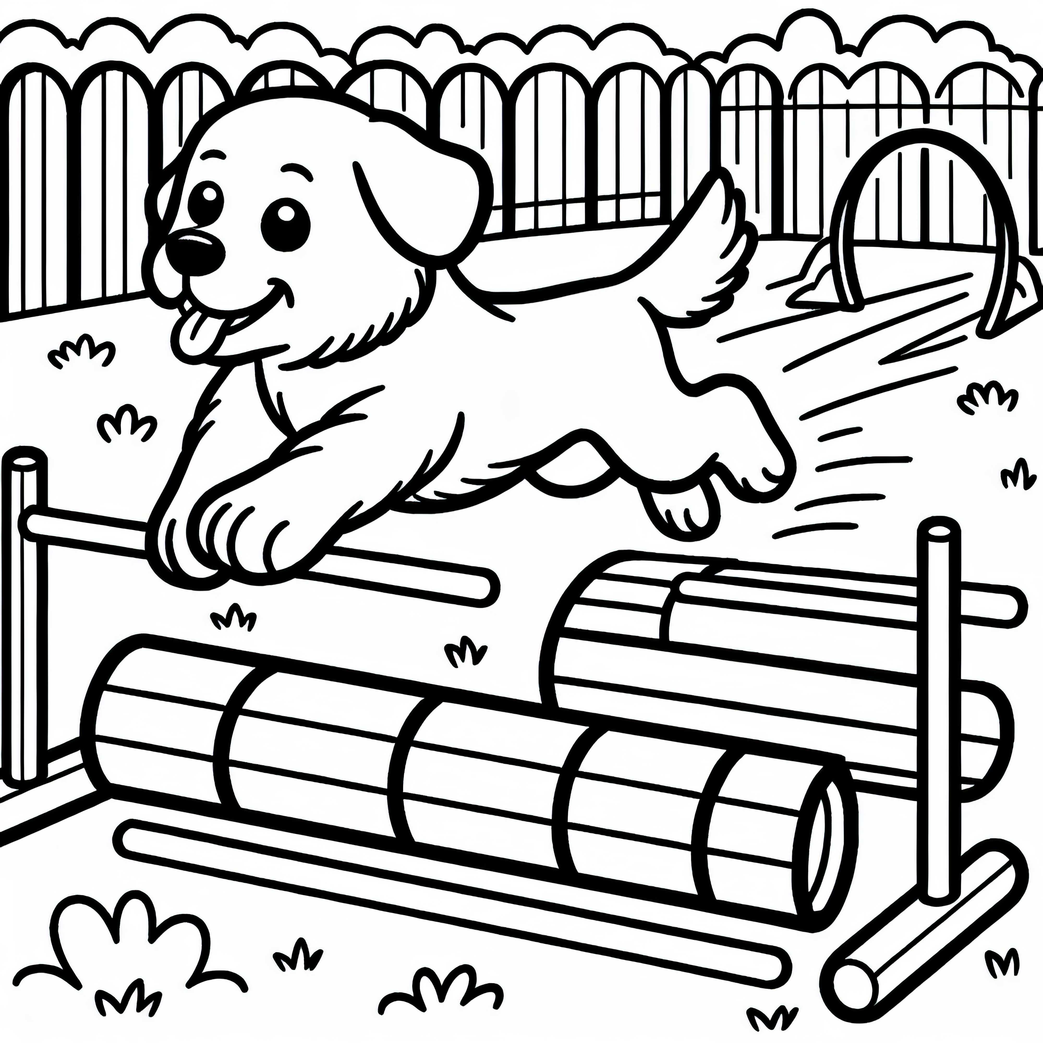 Desenho para colorir de um cachorro no canil – Grátis para download