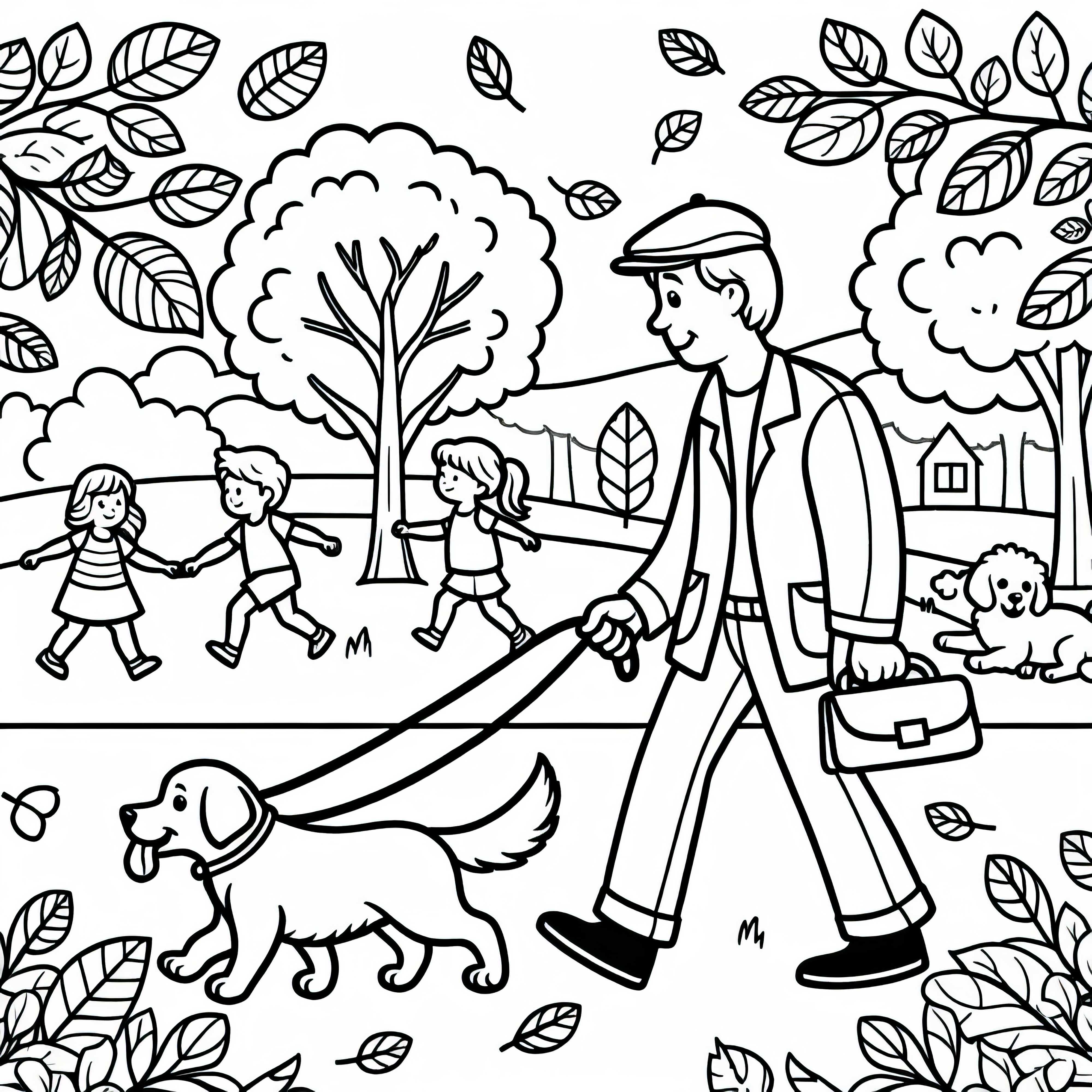 Passeio no parque com cachorro imagem para colorir grátis