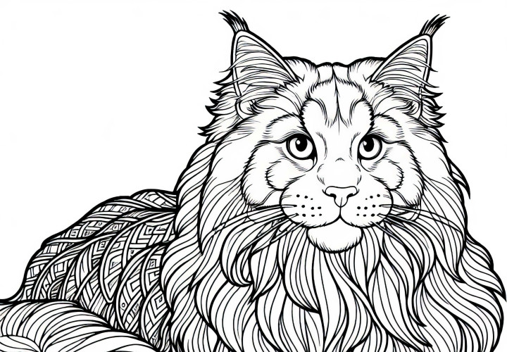 Maine Coon coloring template cat free