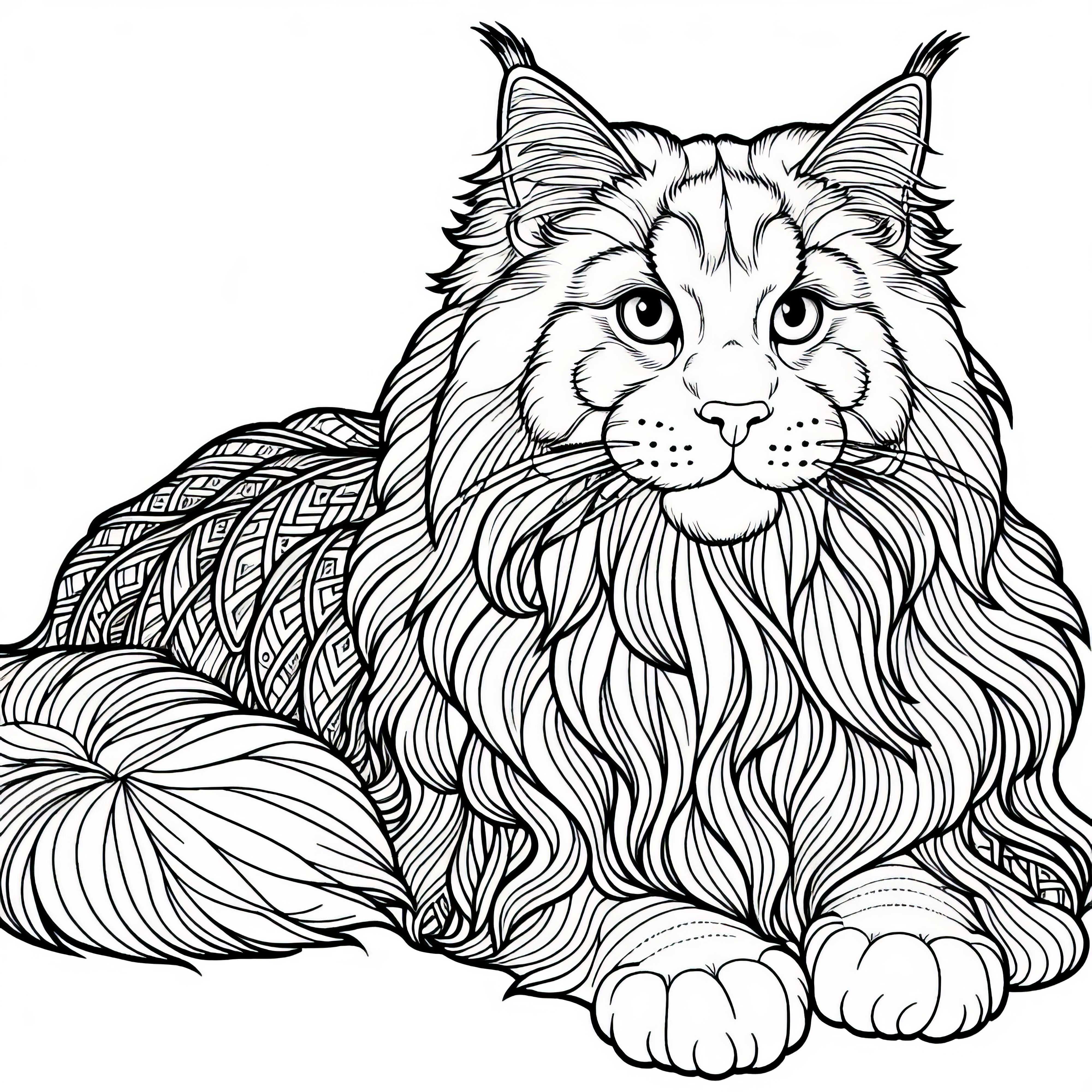 Maine Coon Coloring Page Cat Free