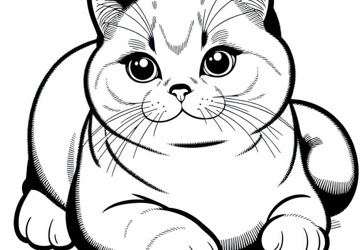British Shorthair Coloring Page Cat Free