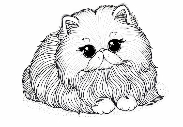 Download a free coloring page of a Persian cat