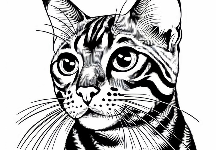 Bengal Cat Coloring Page Free