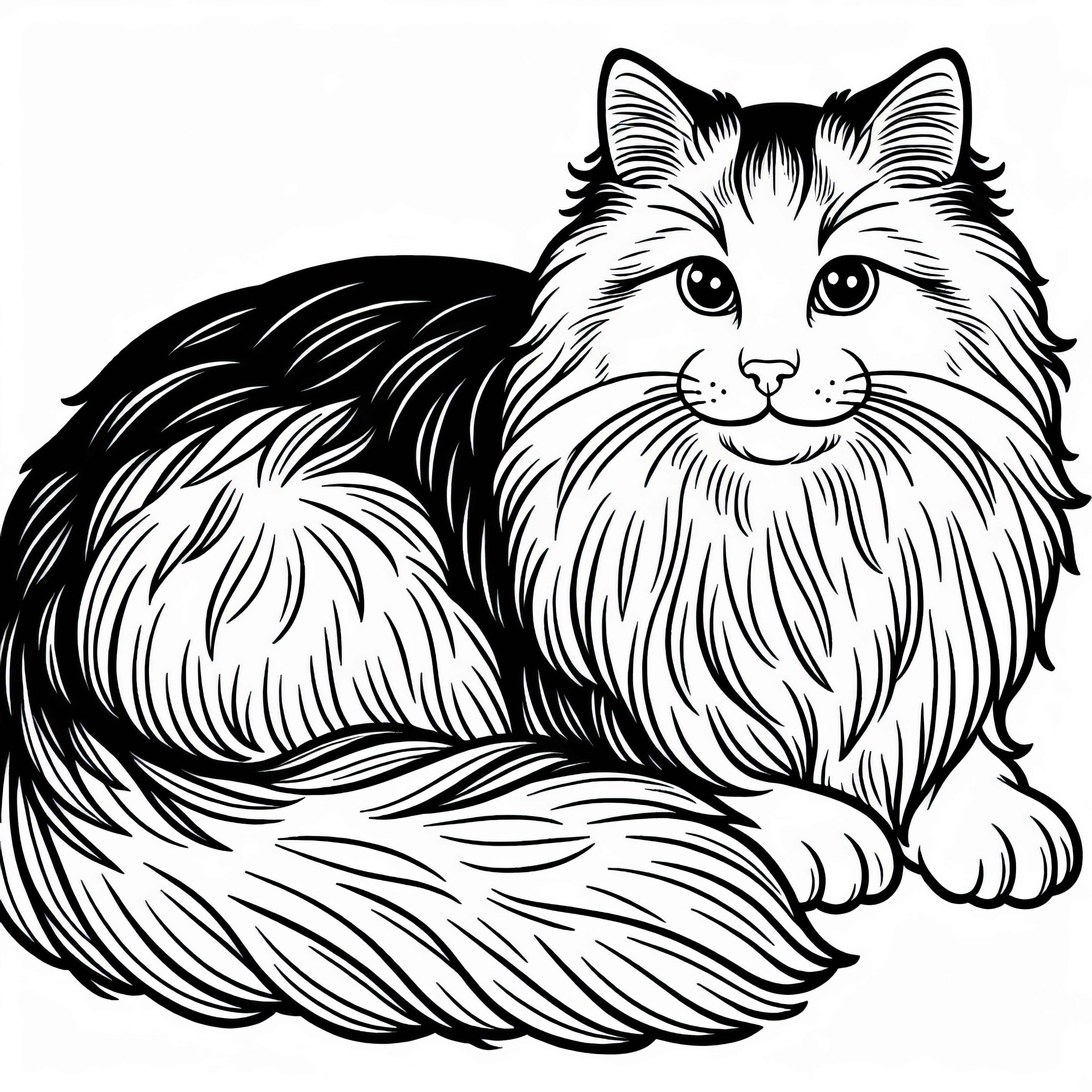 Norwegian Forest Cat Coloring Page Free